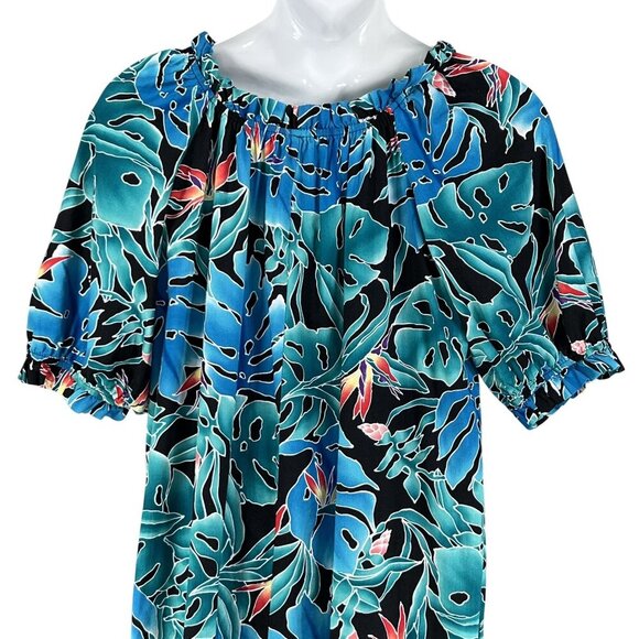 80s Hilo Hattie Womens 3X Hawaiian Maxi Dress Tropical Ruffle Hem Luau Vacation - Picture 3 of 16